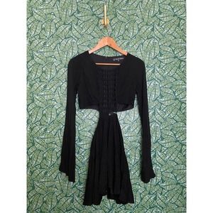 For Love & Lemons | Cutout Black Dress Lace Applique Small